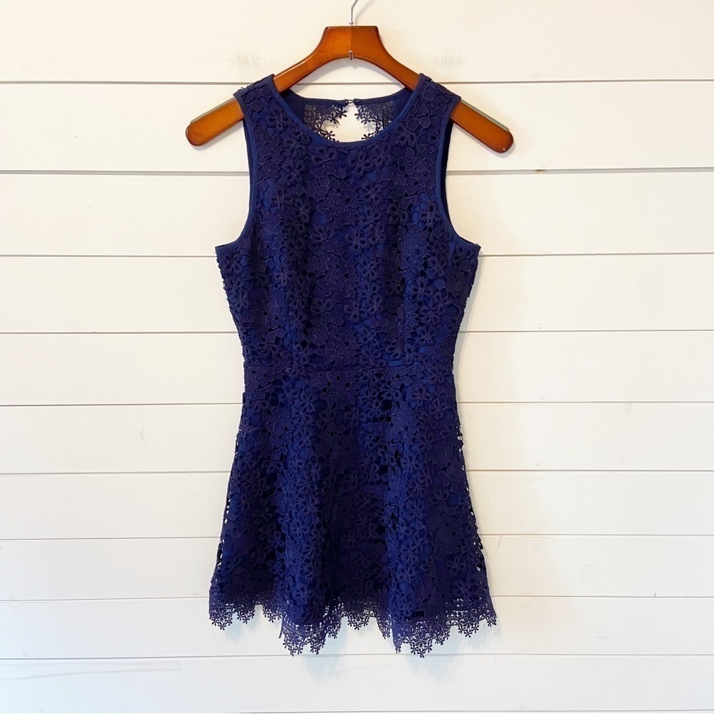 J.O.A | Indigo Lace Fit and Flare Mini Dress Size xs
